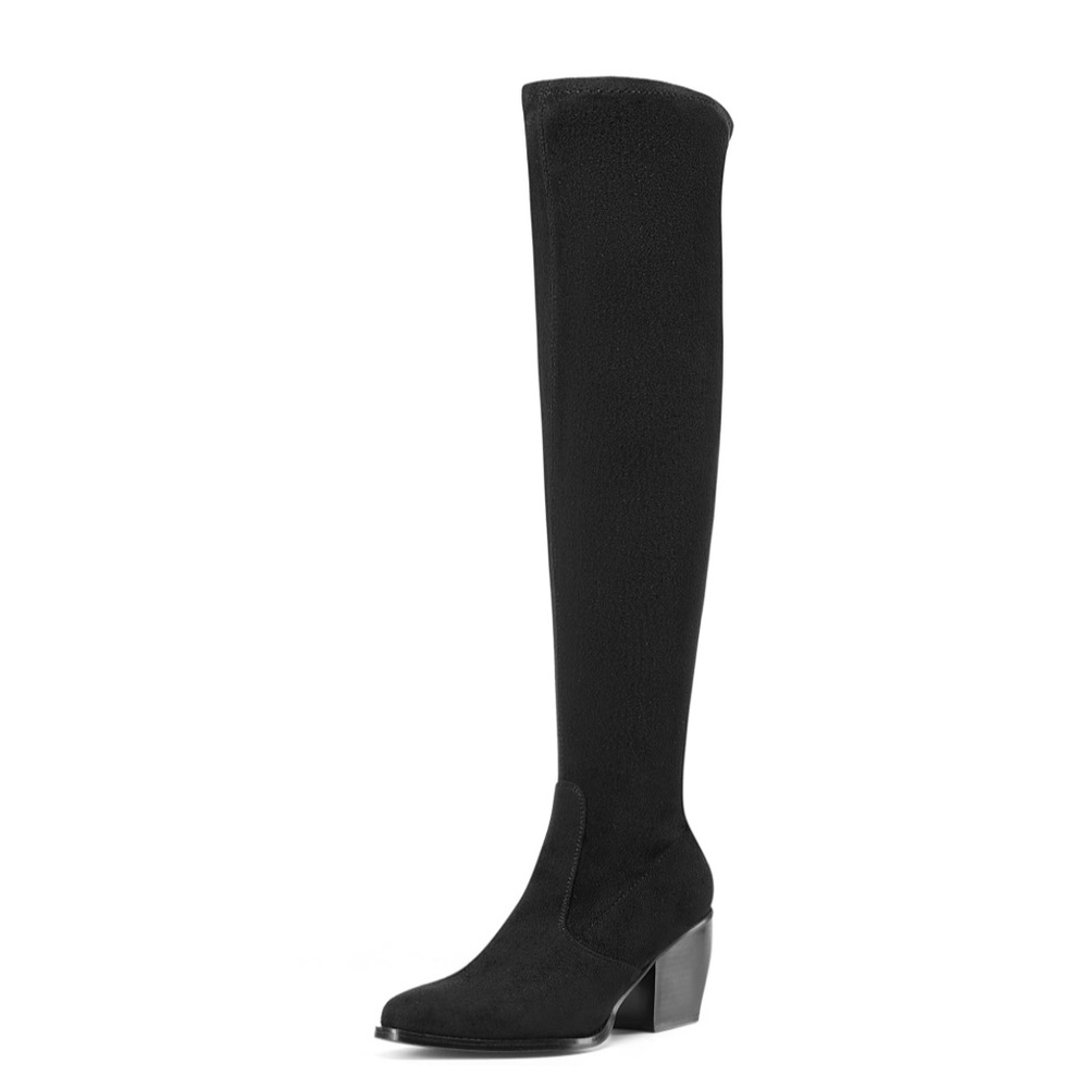DREAM PAIRS Over The Knee Thigh High Boots Long Stretch Blocked heel Black 11